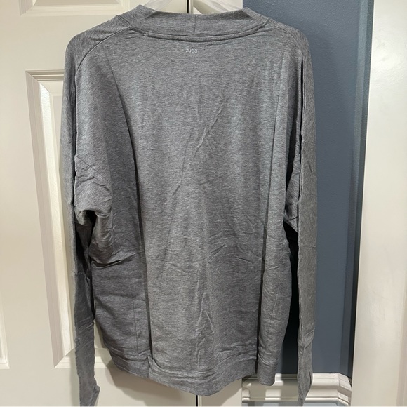 Women’s Size Medium Grey Zuda Long Sleeve Top with Cross Front - Picture 2 of 4